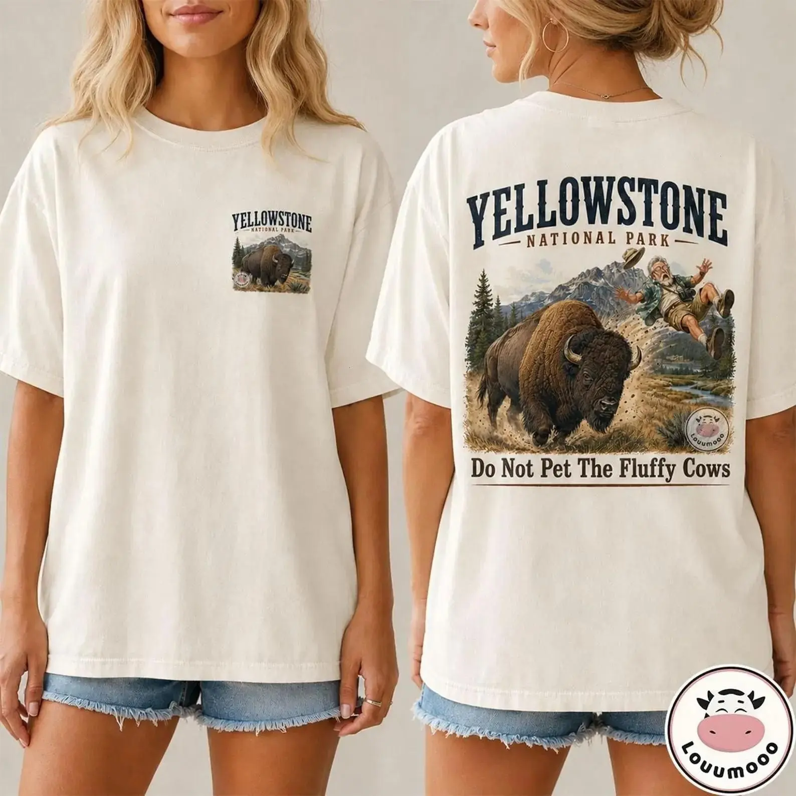 Yellowstone Do Not Pet The Fluffy Cows 2-Sided Shirt, Funny Bison Meme Tee, National Park Shirt, Wildlife Lover Gift, Buffalo Shirt