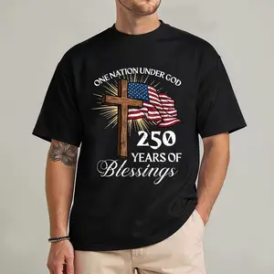 One Nation Under God 250 Years Patriotic Shirt, USA 250th Anniversary 1776-2026 Tee, American Pride Freedom Graphic Tee, July 4th Independence Day Shirt, Men Patriotic Gift, Unisex Gildan Cotton Shirt