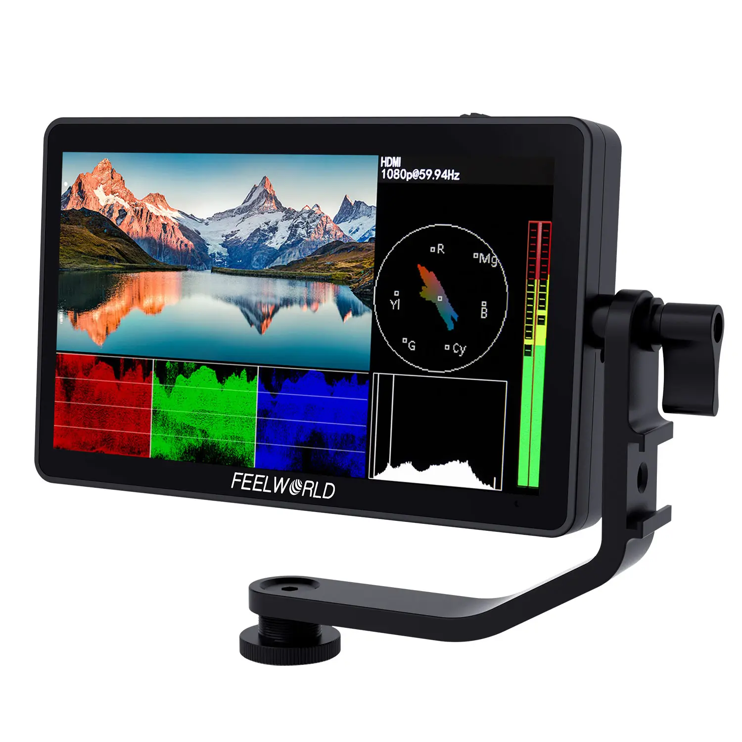 FEELWORLD F6 Plus V2 6" LED Backlight Touch Screen DSLR Camera Field Monitor, Filmmaking Accessory with HDR, 3D LUT, Full HD 1080P IPS Display, Video Peaking Focus Assist, 4K HDMI, 8.4V DC Input, Tilt Arm Included