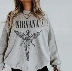 Nirvana Unisex Sweatshirt, 90s Vintage Band Shirt, In Utero Crewneck Nirvana Tour, Nirvana Smile Face Crewneck Sweatshirt