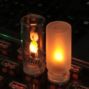 USB Lights for Car, [Remote Control &Timer Auto-Off] LED Flame Light, Plug in USB Interior Ambient Light, Timing Mini Retro Glass Night Light for Car, Camping, Party, Bedroom