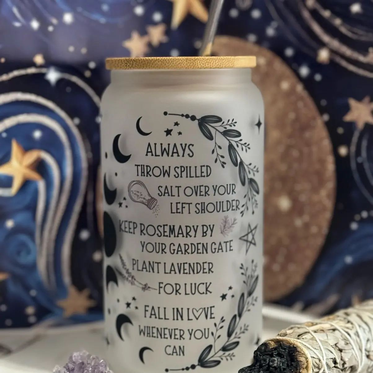 16oz Glass Salt Rosemary Lavender Love Drinkware