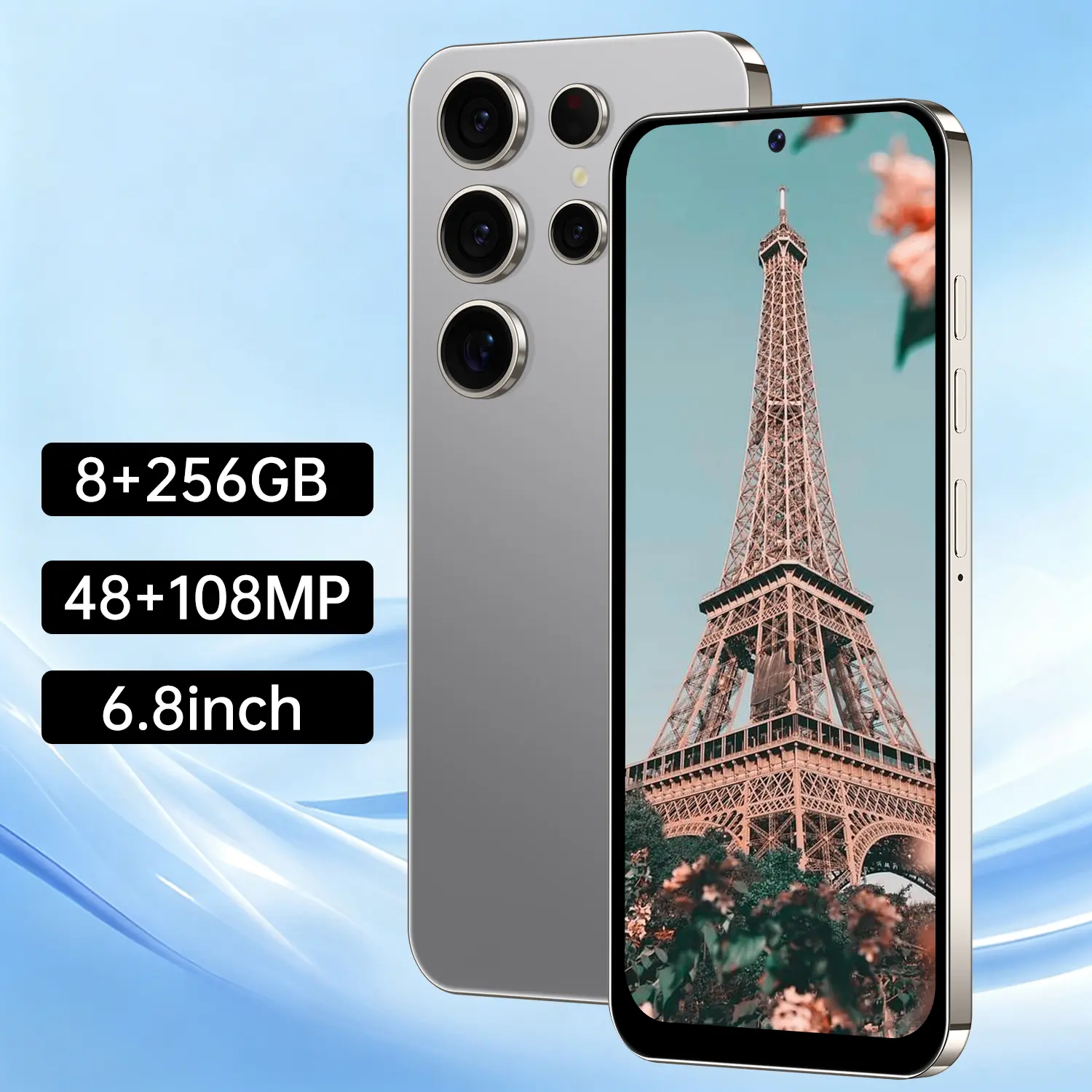 Brand New Android Smartphone, 8GB+256GB Mobile Phone with 6.8-Inch HD Large Display, 48MP Front + 108MP Rear Camera, 6800mAh Battery, Full Accessories Set, Stylish High-Value Phone for Gaming, Video & Daily Use