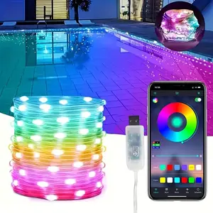 16/32/65FT IC-RGB Smart Fairy Lights, LED Fairy Lights, APP & Remote Control Remote Control, Music Synchronized Color Change, USB Power Supply, Dimmable, DIY Wedding, Bedroom, Holiday Party Decoration Lights