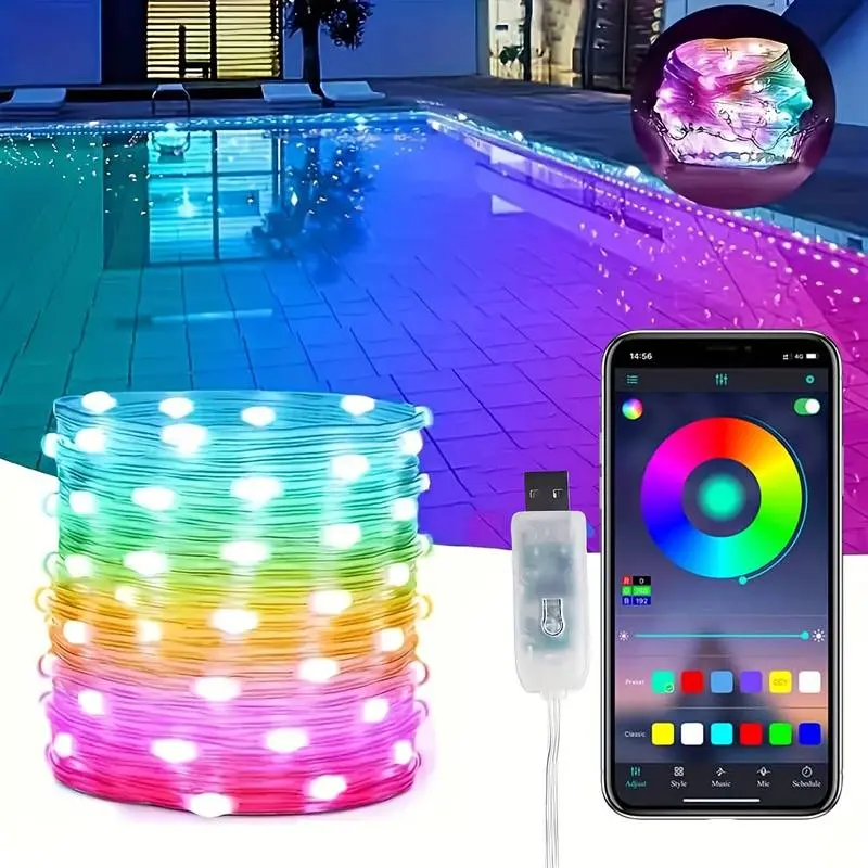 IC-RGB Smart Fairy LED Strip Lights, 32/65FT USB-Powered, APP & Remote Control, Music-Synchronized, Dimmable Color-Changing, Automatic Color-Shifting, for DIY Wedding & Bedroom Decor, LED Lights for Home Improvement, Diy Wedding & Decor