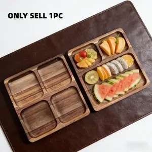 8 Inch Acacia Wood Serving Tray, Salad Serving Plates, Snacks, Dried Fruits, Desserts, Tea Cups, Coffee Cups, Jewelry, Bathroom, Home Decor, Christmas Gift, Wooden