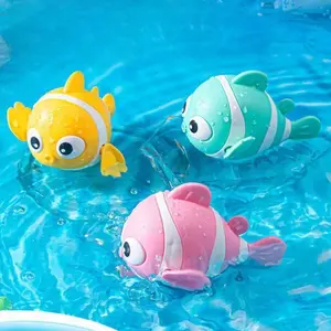 Children Bath Toy Baby Water Play Clownfish Wind-Up Swimming Animal Bathroom Fun Small Toy, Kids Bathtub Entertainment Accessory