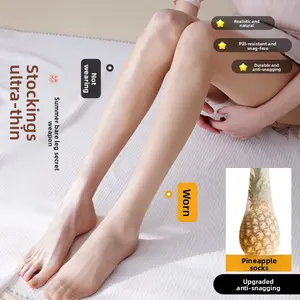 (White Swan Series ‌ ) Women's Ultra-Thin, Snag-Resistant, Nude-Colored Pineapple-Textured Tights, Bare-Leg Illusion, 0D Sheer Pantyhose, Non-Slip Waistband, for Spring and Summer