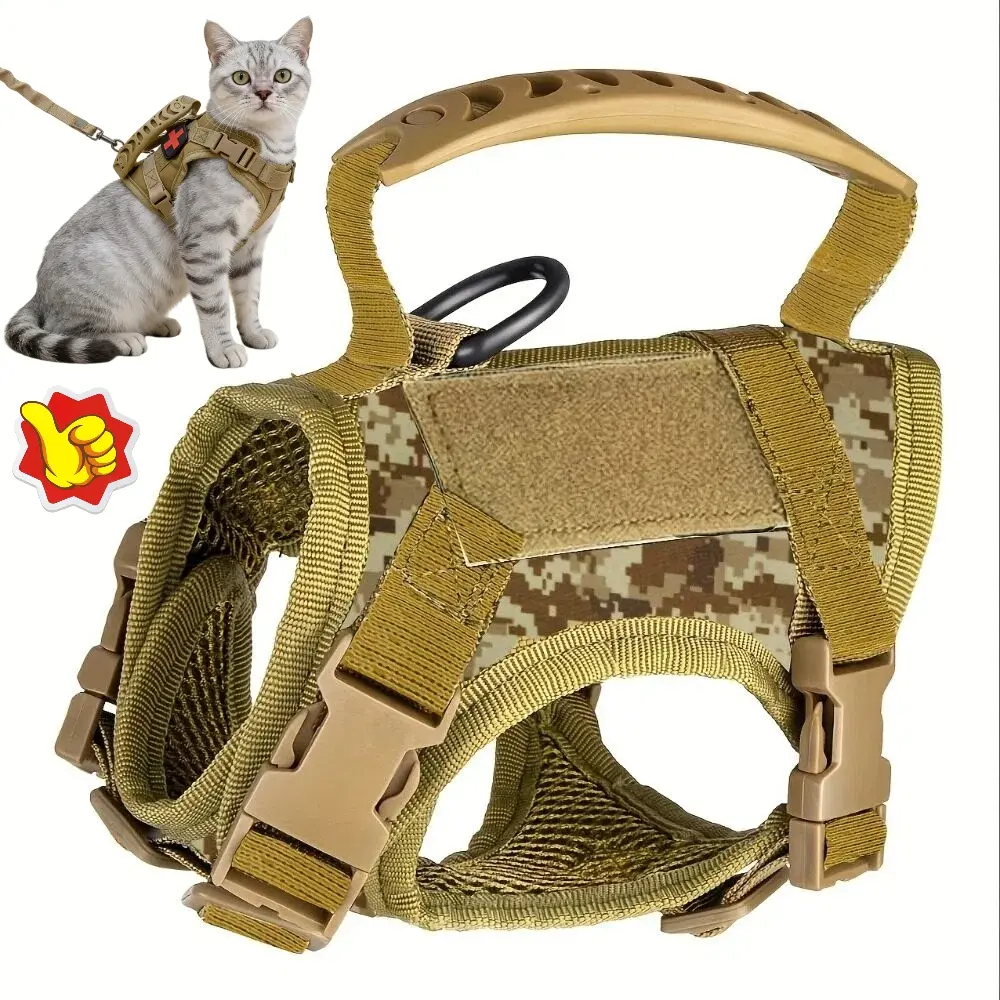 1 pc Cat Tactical Vest Pet Chest Harness Vest Type Small Dog Cat Training Clothes Adjustable Cat Vest Harness Kitten Harness Walking Harness