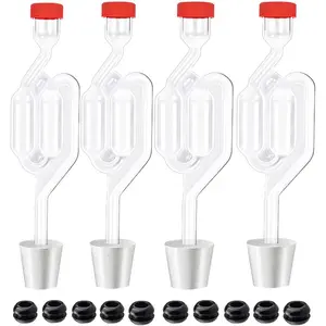 4PACK Twin Bubble Airlock Set, Fermentation Airlock,Brewing Airlocks Brew Kits Airlocks for Fermenting with 4 Stoppers + 10 Grommets