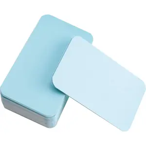 100 count Mini Cards Blank Small Round Corner Cardboard Flash  Message Notes Business Index Tags Cards for  Language Learning Art Craft Supplies (Blue)