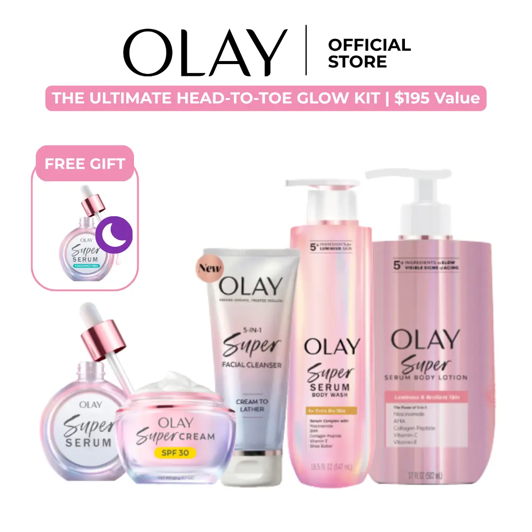 OLAY Head-to-Toe Glow Skincare Kit [FREE FULL Size GIFT]- Daily Facial & Body Care Set with Cleanser & Cream, $195 Value, TikTok Shop Exclusive