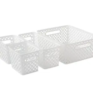 4-Piece White Decorative Storage Basket Set