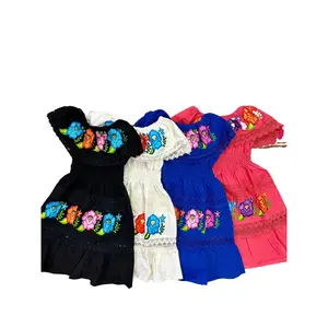 Campesinita Flores Girls Dress with Ruffled Sleeves and Simple Design