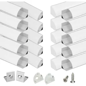 20Pack 3.3FT/1M V Shape LED   Aluminum LED Strip Diffuser  with Milky White Cover Frosted Corner Lighting Easy Installation V1SW WW 1M