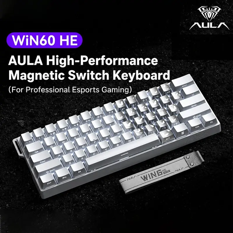 AULA WIN60 HE 61-Key Wired Mini Keyboard, Plug and Play, Vibrant RGB Lighting, Magnetic Switch Hot-Swappable, Hot Swap Gaming Keyboard for E-Sports, Quick Trigger Response, Compatible with Laptops and Desktops