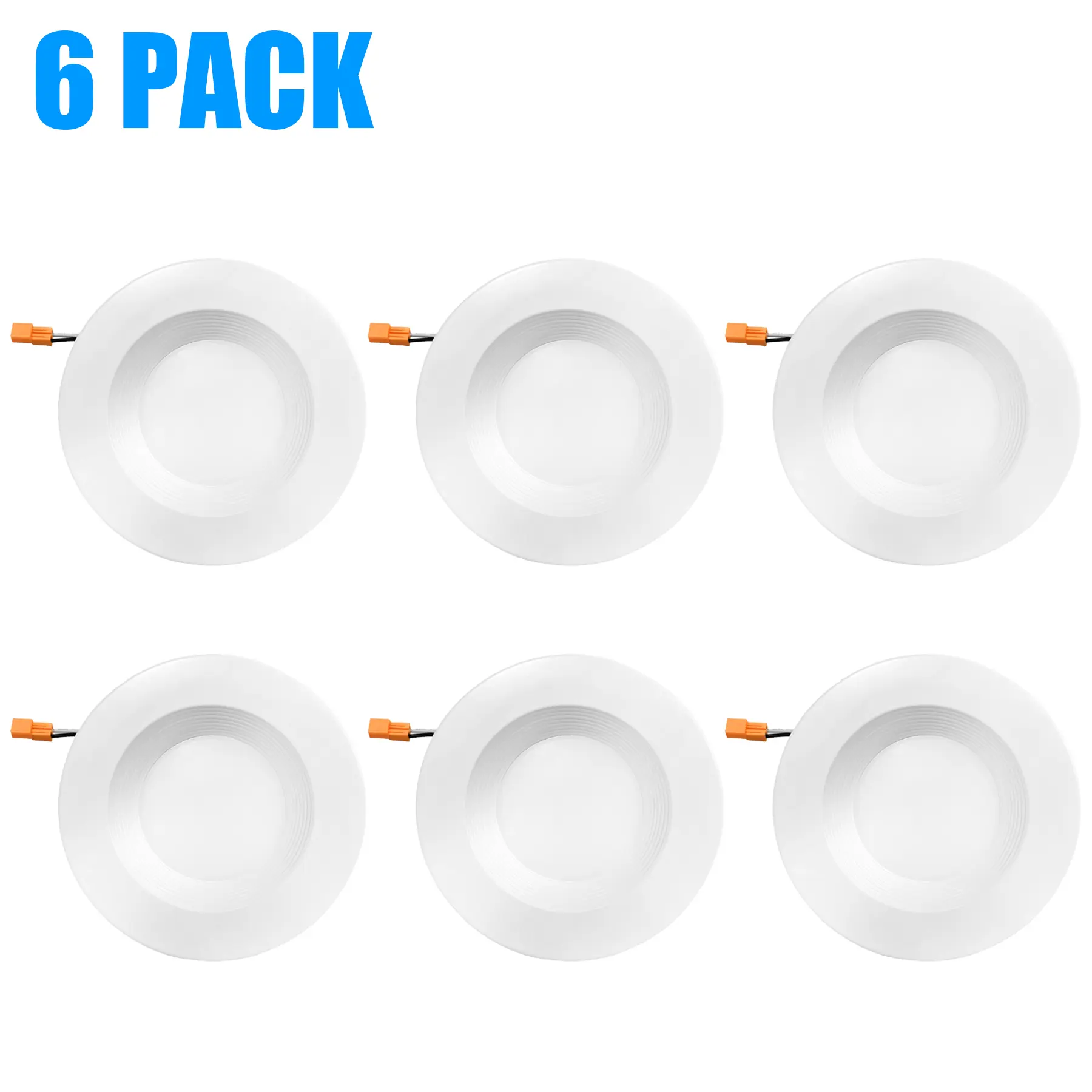 SEURON 6-Pack 6-Inch E26 5CCT Dimmable LED Can Lights - Retrofit Recessed Lighting with Smooth Trim, 15W 120V Energy-Efficient, Clip-Assisted Easy Installation for Home Interior, Bathroom, Kitchen