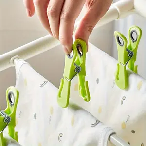 24 Heavy-Duty Windproof Clothespins - Multifunctional Anti-Tipping Multipurpose Clips Made of Durable Plastic, Strong Grip, Vibrant Colors (Green/Yellow/Blue/White) - Essential for Outdoor Drying, Towel Holder, Practical Design, Long-Lasting, Clothes Pins