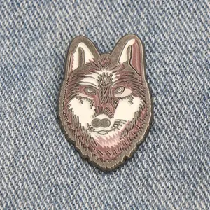 Wolf Head Modeling Metal Brooch Cartoon Animal Fashion Lapel Pin Backpack Badge Gift