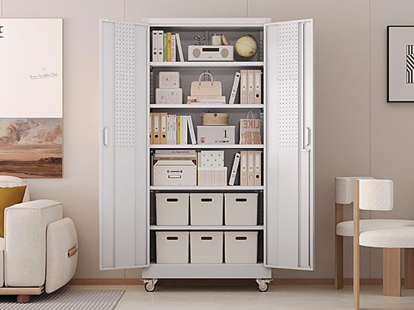 Aobabo 71" Large Metal Rolling Storage Cabinet with Wheels & Lock, Heavy Duty Steel Garage Tool Organizer with Door Pegboards & Hooks, 5 Adjustable Shelves for Home Office, Utility Room, Pantry & Warehouse, Mobile Lockable Black Cupboard