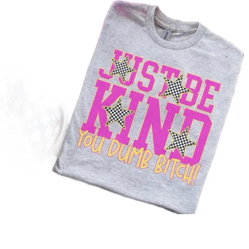 Just Be Kind You Dumb B!tch Bleached Shirt Comfy Unisex Jersey Top Casual Vintage Style Short Sleeve Crew Neck Medium Length