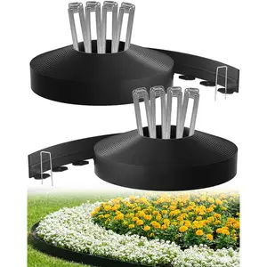 Landscape Edging, 2 Inch 100 ft Garden Border Edging Upgraded with 150 Steel Stakes () & Reinforced Design - Durable Plastic Garden Border for Flower Beds, Lawn & Yard