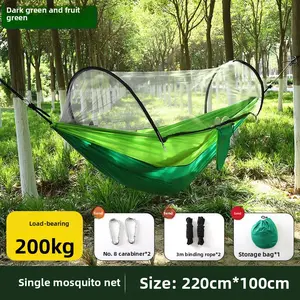 Outdoor quick-opening mosquito net hammock Outdoor single and double nylon spinning camping swing anti-rollover essentials