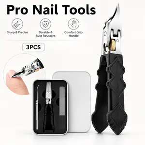 Black Anti-Slip Grip Gear Lock Nail Clipper, Anti-Slip Grip Gear Lock Nail Clipper Set with Ultra-Sharp Tips for Thick and Ingrown Nails for Precise Access to Nail Grooves(Black)