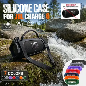 [Only Case] Shockproof Silicone Case with Strap for JBL Charge 6 – Portable Protective Cover for Outdoor Travel & Daily Use