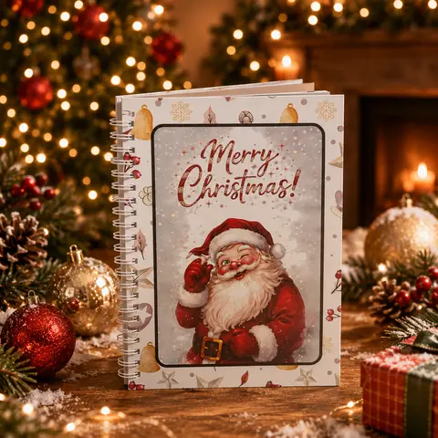 Rddmo Christmas Gift Card Book Pink Spiral DIY Personalized Holder for Gift Cards, Cute Colorful Xmas Booklet for Adult Wife Girlfriend Mom, Holly Jolly Party Present, Portable Gingerbread Man Design
