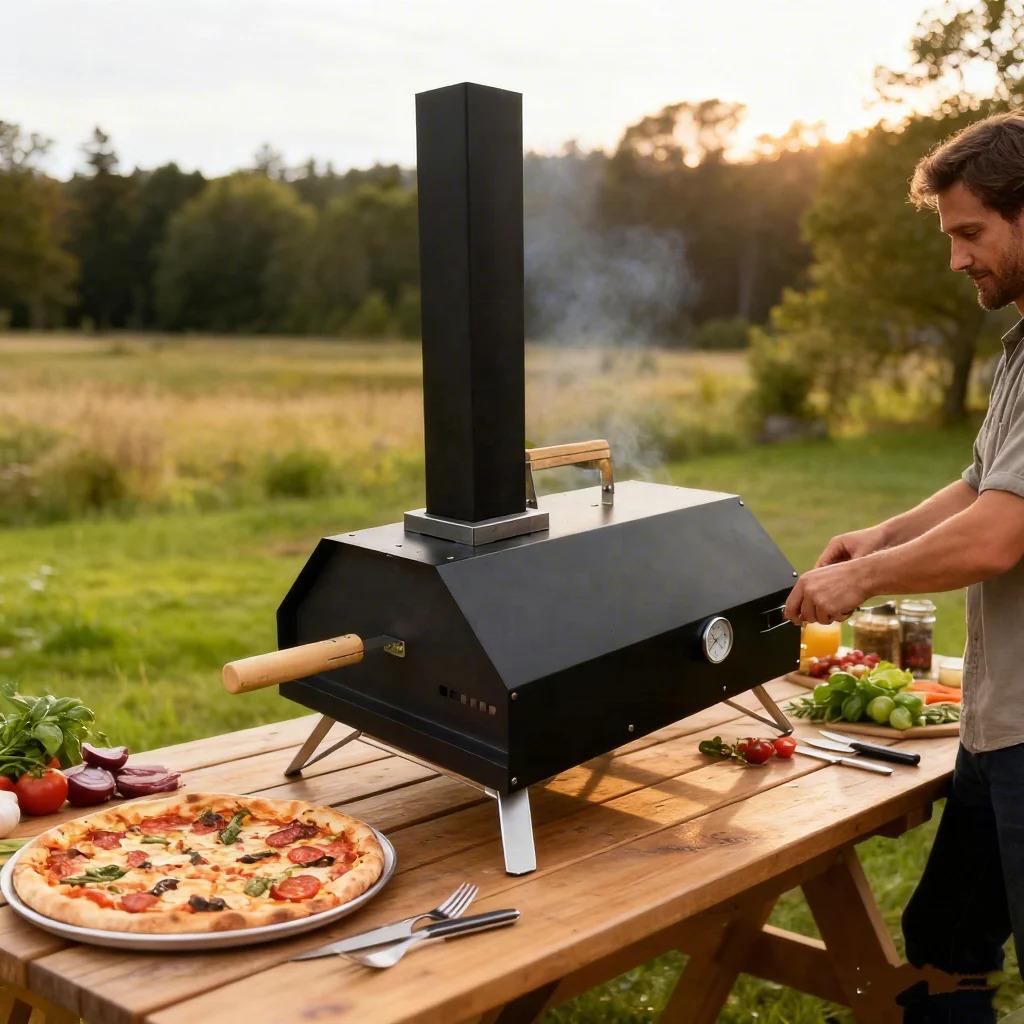 Modern Outdoor Portable BBQ Grill Pizza Oven Iron Pellet with Powder Coating for Camping and Gardening