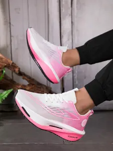 Women's Lace-Up Colorful Running Shoes, Irregular Graffiti, Thick Sole, Fashion Ice Silk Comfortable Breathable Fabric, Outdoor Sports, Daily Wear