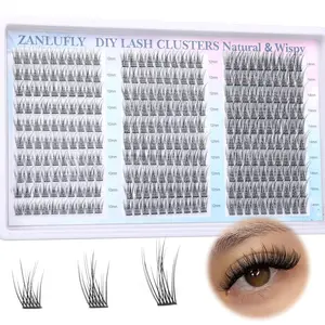 Lash Clusters Wispy Eyelash Clusters C-Curly Individual Lashes zanlufly Natural 300Pcs Cluster Lashes Eyelash Extension 10 12 14MM DIY Lash Extension