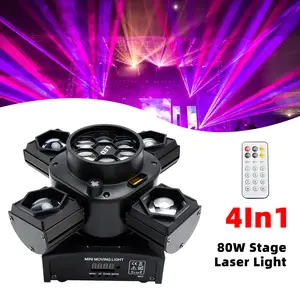 Areyourshop 4In1 Four Head 80W Stage Laser Light DMX Stage Lighting DJ Party Lighting Effect