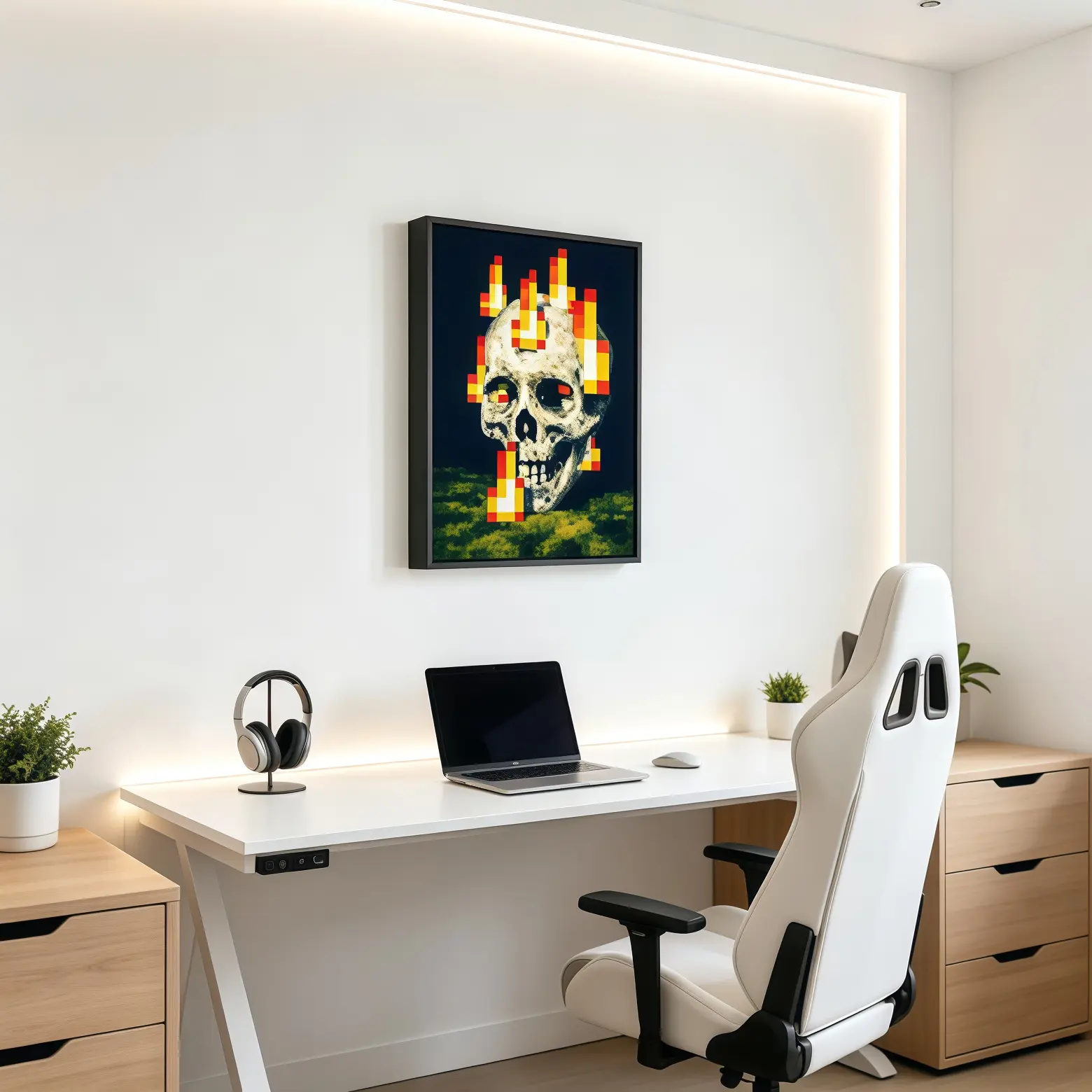 Minecraft Burning Pixel Art Poster - High-Quality Print, Vibrant Colors, Rustic Charm, Trendy Funny Wall Decor, Gamer Gift for MC Fans, Dorm Gaming Room Aesthetic Accent