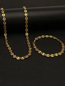 Punk Style Stainless Steel Chain Necklace & Bracelet, Fashion Jewelry for Party, Daily Clothing Decor, Trendy All-match & Exquisite Jewelry for Birthday Gift, Elegant Jewelry Set