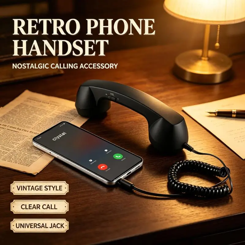 Retro Telephone Receiver Type-C 3.5mm Microphone Handset Directly Plug Into Mobile Phone Handset For Mobile Phones////Please select the jack type compatible with your phone.