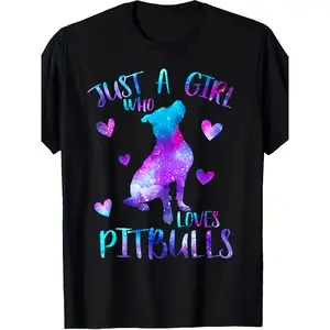 Just a Who Loves Pitbulls T-Shirt - Pitbull Dog Mom Gift, Retro Pitbull Terrier Graphic Tee, Unisex Casual Shirt for & Men, Comfortable Casual Attire for Pitbull Lovers, Machine Washable Pitbull Apparel