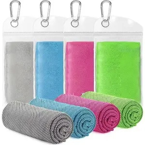 Ice Towel Set, 4-Piece Cooling Towels, Soft Breathable Cold Towels, Microfiber Towels, Prevent Sweat, Fitness Towels for Yoga Sports
