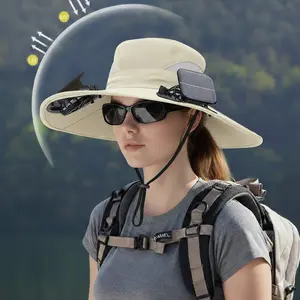 Solar Powered Dual Fan Sun Hat for Men & Women, UV Protection Wide Brim Fishing Hat, Hands-Free Cooling Fan Cap for Hiking, Gardening & Outdoor Work, Hat with Solar Powered Fans