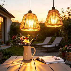 Handmade Woven Pendant Light, Kitchen Island Lamp, Farmhouse Style, Bohemian Chandelier, Indoor Decorative Light, Ideal for Patio, Bedroom, Foyer, Hallway, Home Decoration Lamp