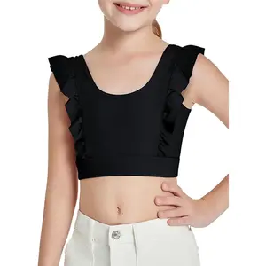 Girls Training Bra Cute Ruffle Sports Bra for Kids Comfort Dance Yoga Crop Top