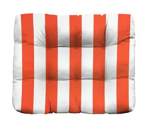 RSH Decor Tufted Ottoman Cushion 24" x 20" Outdoor Replacement Cushion Coral & White Stripe Water-Resistant