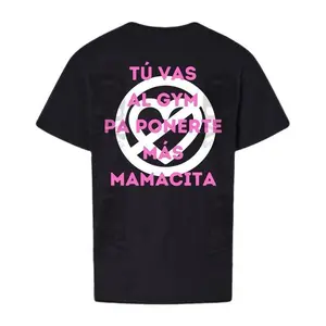 Mamacita Tu Vas Al Gym Pump Cover Women's Gym T-Shirt Graphic Tee (Pink Letters)