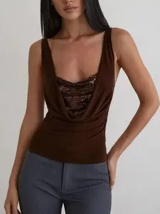 Ruched Tank w/ Sequin Detail