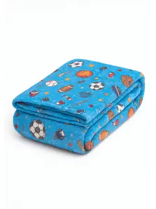 Boys Blue Sports Print Plush Throw Blanket