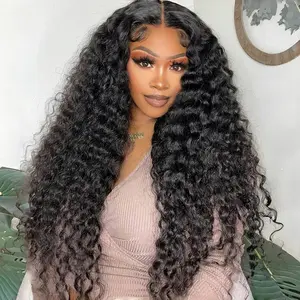 Recool Hair Deep Wave 100% Human Hair Wear Go Glueless 6×5 HD Lace Closure Wig Pre Bleached Knots 180% Density