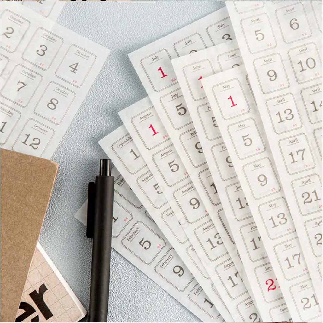 Black and White Days of the Week Stickers