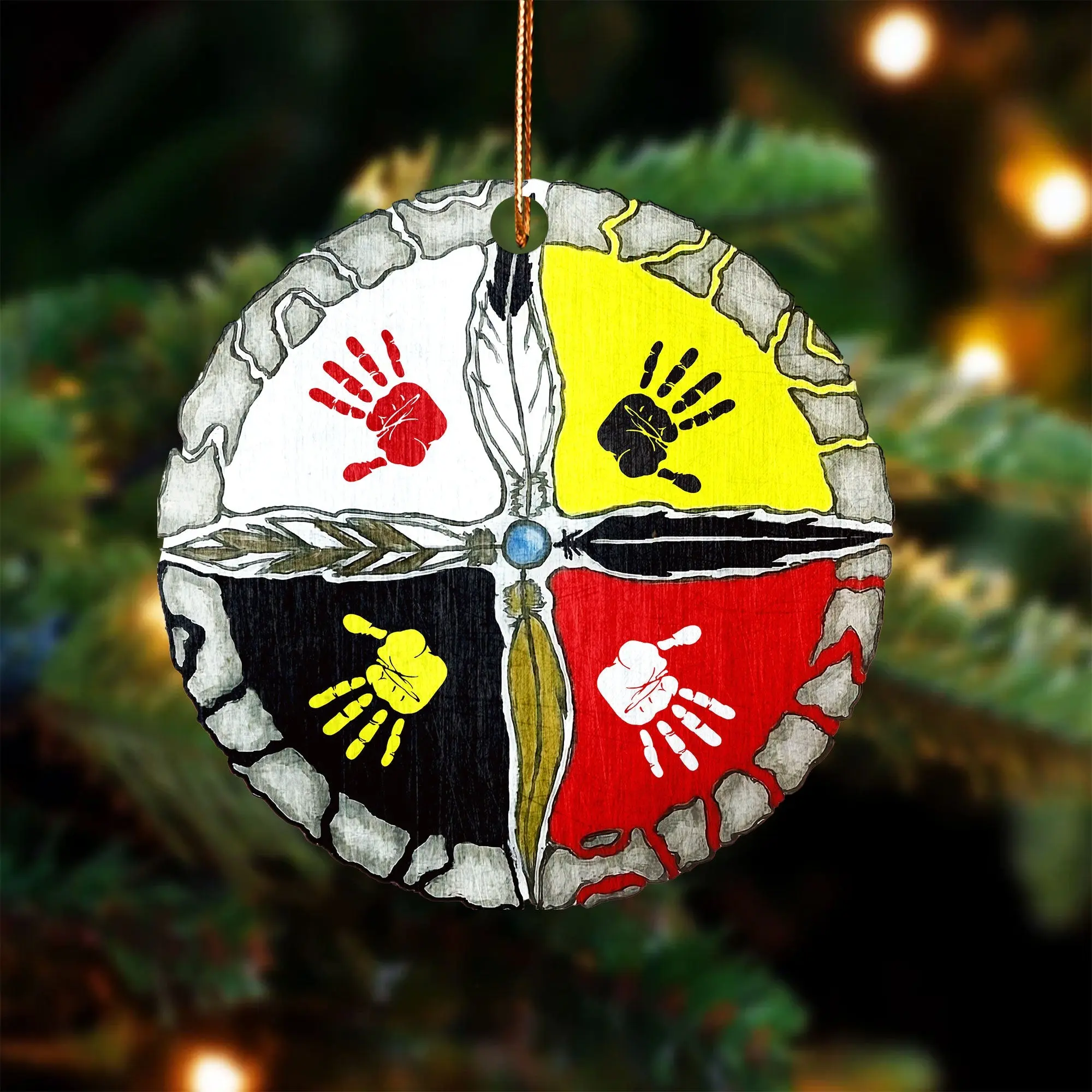 Hand Four Direction Native American - Unique Christmas Gift Decor Flat Acrylic Lightweight Ornament Cloth Room