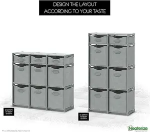 9 Cube Closet Organizers, Includes All Storage Cube Bins, Easy To Assemble Storage Unit With Drawers | Room Organizer For Clothes, Baby Closet Bedroom, Playroom, Dorm (Light Grey)